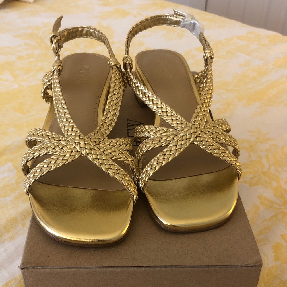 J. Crew Factory Gold Braided Sandals